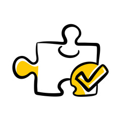 Puzzle piece with checkmark on transparent background for web and graphic design