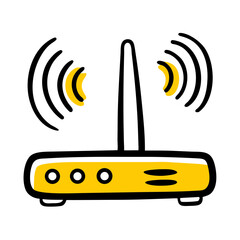 Router with signal icon on transparent background for web and graphic design