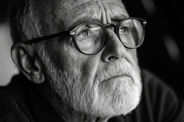 Stressed senior man worrying about illness, cancer., Generative AI