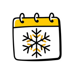 Snowflake calendar on transparent background for web and graphic design