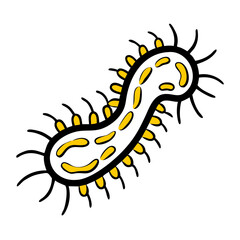 Spiky bacterium on transparent background for web and graphic design