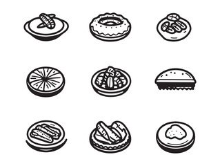 Traditional Pecan Pie Hand Drawn Line Vector Artwork 