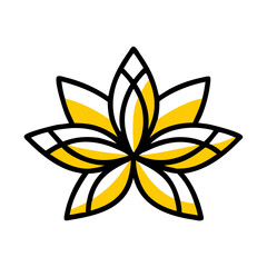 Symmetrical soft edged flower icon on transparent background for web and graphic design