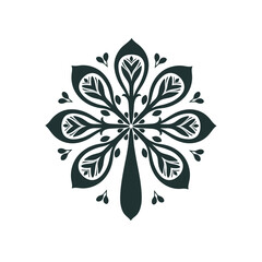 Elegant Floral Mandala Vector Design with Symmetrical Leaves and Dark Green Color Palette for Graphic Design Projects