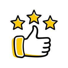 Thumbs up review icon on transparent background for web and graphic design