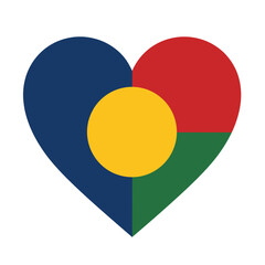 Obraz premium Colorful Heart with Overlapping Circles Design, Symbolizing Unity and Diversity in a Flat Vector Style