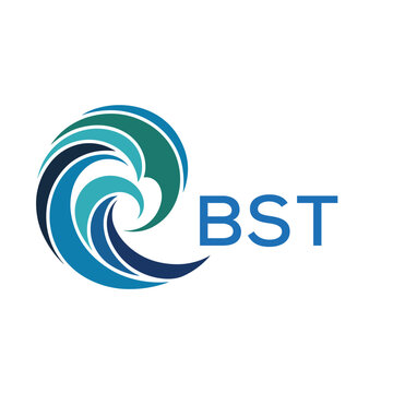 BST Modern Wave -Inspired Abstract Logo Design BST Later Logo, with BST Text on White Background
