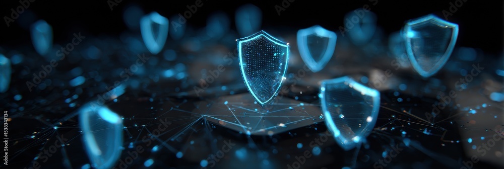 Poster Visual Representation of Secure Vault-Style Cloud Storage With Glowing Digital Shields Protecting Data in a Futuristic Environment