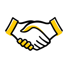 Two hands shaking support icon on transparent background for web and graphic design