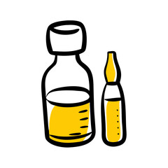 Vial and bottle on transparent background for web and graphic design
