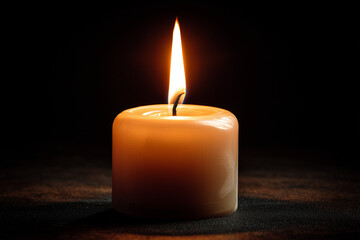 Single lit candle with quite flame