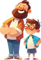 Father-Son Bond: A heartwarming illustration depicts a father and son, their bond evident as they stand side-by-side, radiating warmth and affection.