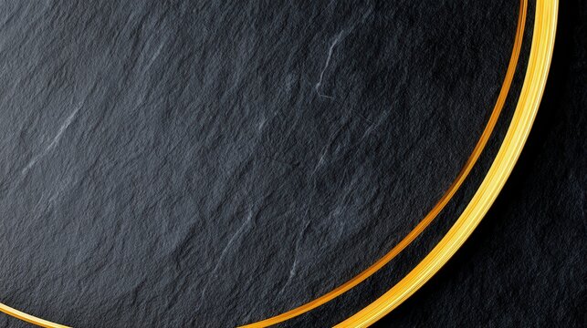 Elegant gold circular design on a textured black slate background, perfect for modern invitations