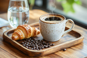 cup of coffee and croissant