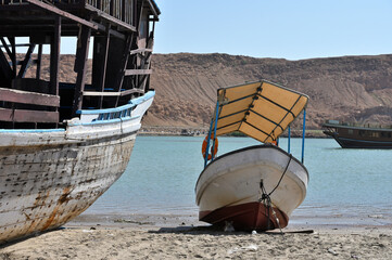 Boats in the harbor of Sur, Oman