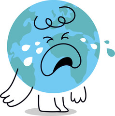 Crying Planet Earth Vector Mascot Character Vector Emoji Reaction