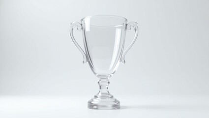 Maqueta de trofeo de cristal redondo en blanco, renderizado 3D. Elegante plantilla de diseño para premios de cristal transparente