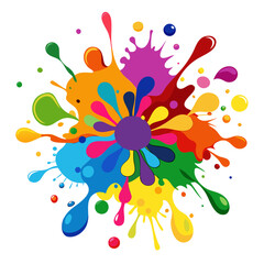 Vibrant Rainbow Paint Splatter Colorful Abstract Art Design