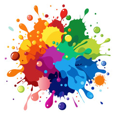 Naklejka premium Vibrant Rainbow Ink Splatter Colorful Abstract Art Design