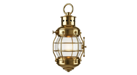 A radiant golden lantern glows with a warm light, its design both classic and visually appealing.