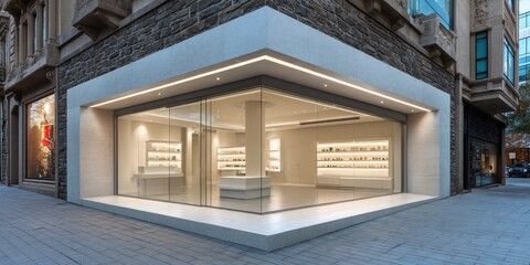 Fototapeta premium Blank minimal shop signboard mockup banner
