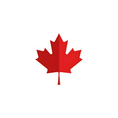 Minimalist Red Maple Leaf on White Background &ndash; Vector Symbol of Canada