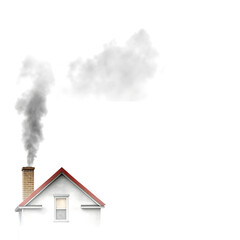 Kentucky shaped smoke from house chimney isolated on a white background