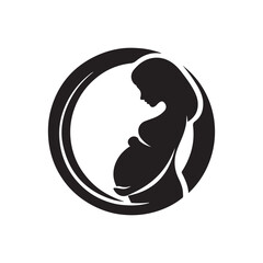 pregnant woman vector silhouette clip art logo design illustration