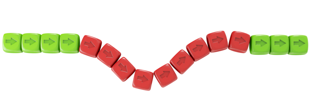 Temporary difficulties concept isolated on a transparent background. Temporary economic downturn, and return to stability. 3D illustration. - Powered by Adobe