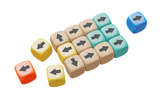 Confrontation and competition between managers. Two leaders and team between them. Influence and management. Isolated on transparent background. 3D illustration.