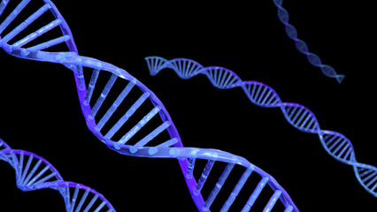 Nucleic acid. DNA. Double helix. Isolated. Strand. Glassmorphism. 3d illustration.