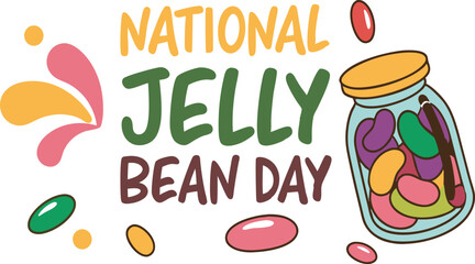 National jelly bean day card with colorful beans and festive design