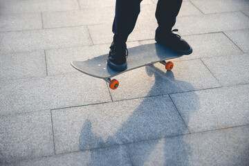 Skateboarder skateboarding  in the city