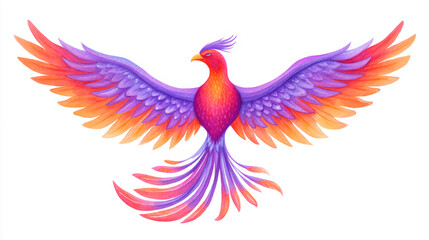 Obraz premium Painted phoenix spreads its wings and flies