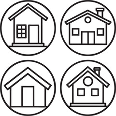Real estate icon set line art vector 