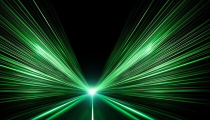 green laser beams isolated on black background abstract light effect green lens flash horizontal rays glowing in the dark speed illustration road