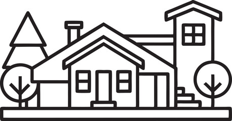Real estate icon set line art vector 