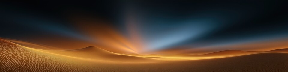 Stunning desert landscape with dramatic sunset and sand dunes under colorful sky