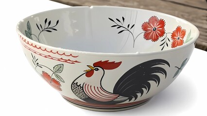 A ceramic bowl with intricate design elements. The bowl is made of fine porcelain.