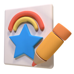 stars, paper and pencil Icon