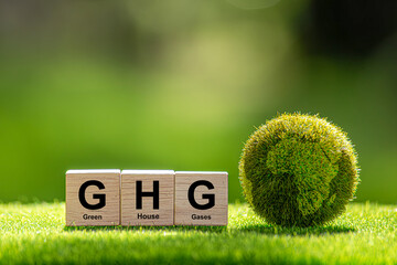 Green House Gases (GHG) Concept; Climate change due to GHG gas; Antarctica in danger