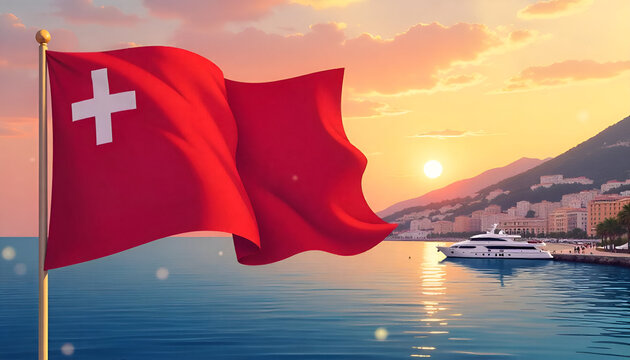 Monaco National day greeting card, banner, vector illustration.