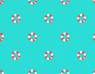 かわいい浮き輪が並んだパターンの背景