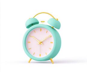 Green alarm clock on white background