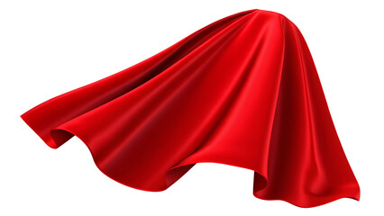 Red fabric drape, isolated on a white background, png, ai generated