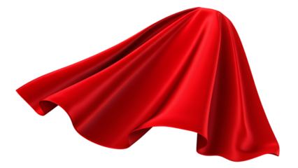Red fabric drape, isolated on a white background, png, ai generated