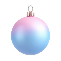 bola de navidad de colores degradados pastel azul y rosa sobre fondo transparente