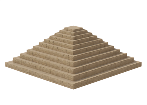 Step pyramid model isolated on a white background png ai generated