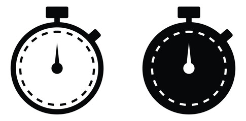 stopwatch icon vector in editable stroke and filled.