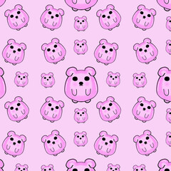 Fototapeta premium Cute pink cartoon character image, cute fabric pattern vector image